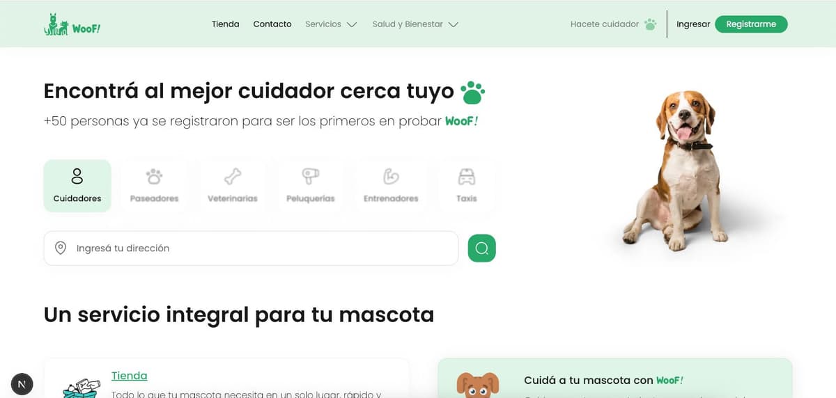 La plataforma opera en woofapp.com.ar.